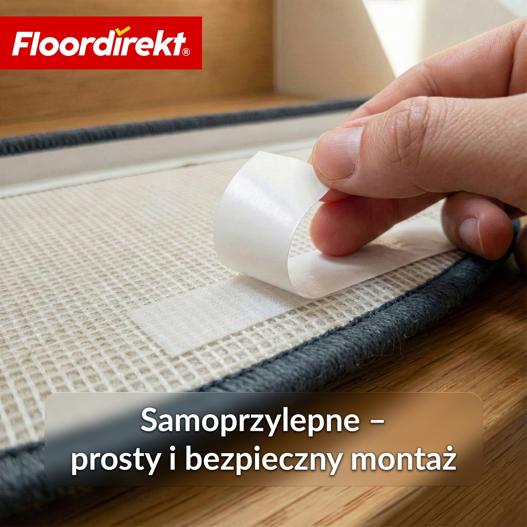 Maty schodowe | Madrid | Półokrągła mata shaggy na stopnie, samoprzylepna i dźwiękochłonna