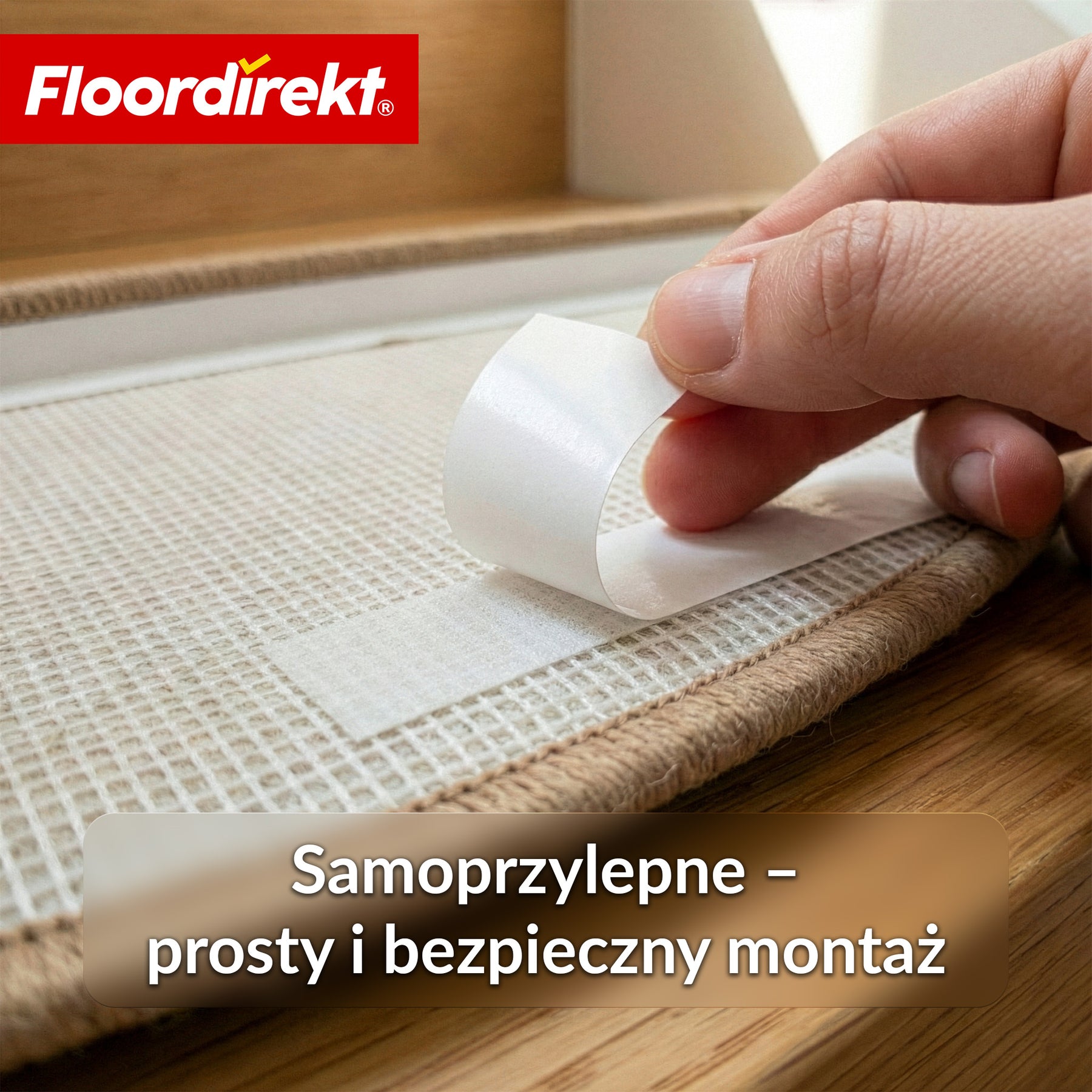 Maty schodowe | Madrid | Półokrągła mata shaggy na stopnie, samoprzylepna i dźwiękochłonna