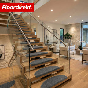 Maty schodowe | Madrid | Półokrągła mata shaggy na stopnie, samoprzylepna i dźwiękochłonna