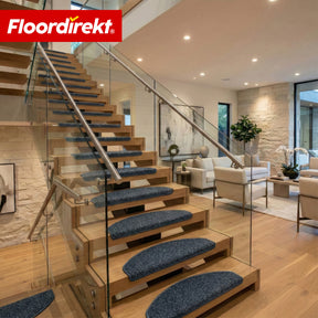 Maty schodowe | Madrid | Półokrągła mata shaggy na stopnie, samoprzylepna i dźwiękochłonna