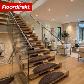 Maty schodowe | Madrid | Półokrągła mata shaggy na stopnie, samoprzylepna i dźwiękochłonna