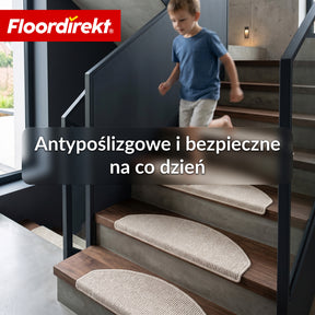 Mata schodowa | Monaco | Antypoślizgowa mata na schody z polipropylenu, wytrzymała, wyciszająca i łatwa w pielęgnacji w półokrągłym kształcie