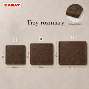 Deska do krojenia | Teak Royal Endgrain | Lite drewno tekowe z rowkiem na soki & uchwytami | 3 rozmiary