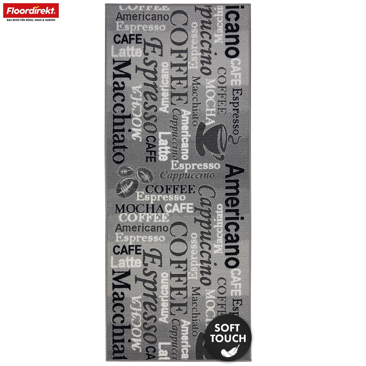 ✂ Chodnik dywanowy | Coffee | Nowoczesny dywan do kuchni z motywem kawy | Antypoślizgowy, trwały i łatwy w czyszczeniu