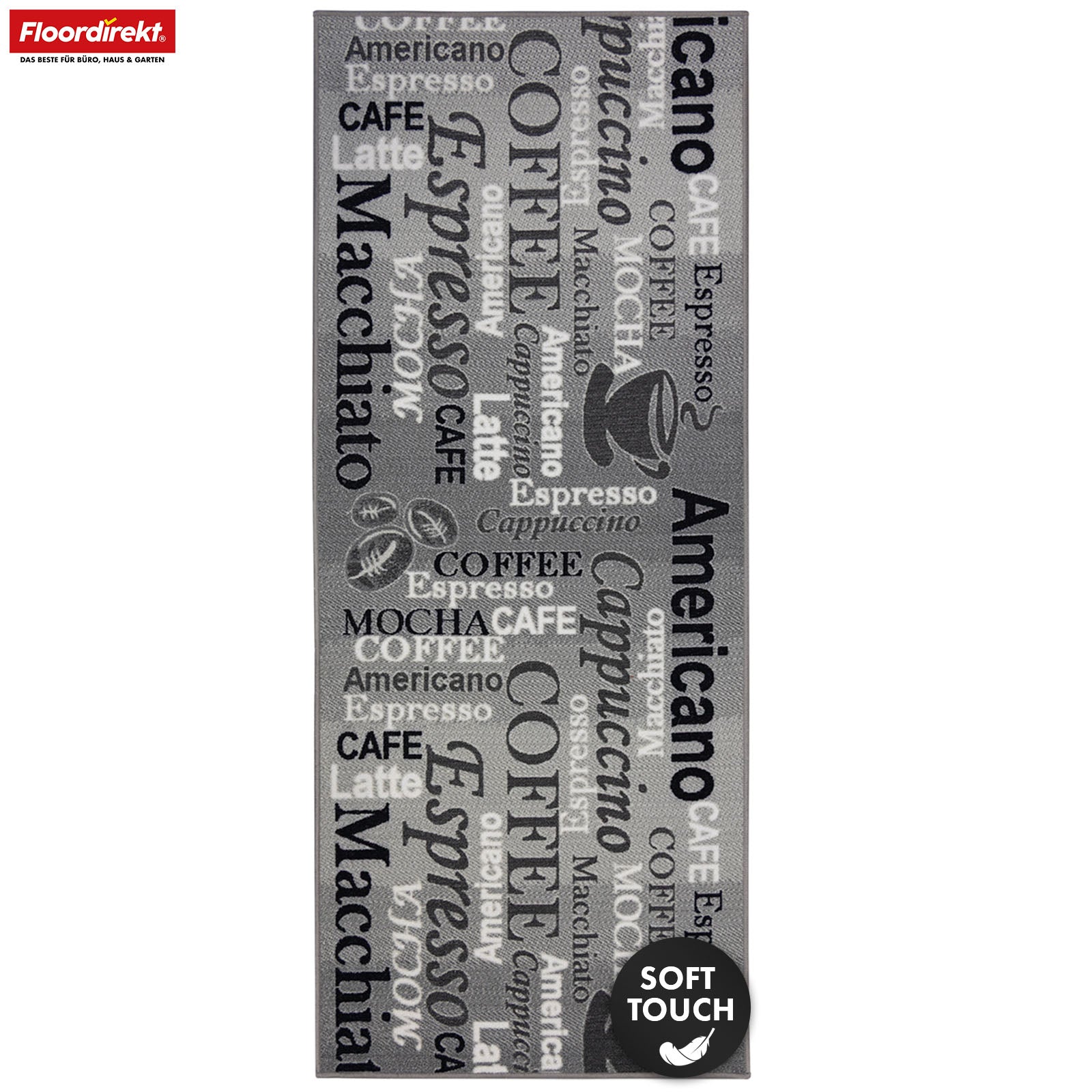 ✂ Chodnik dywanowy | Coffee | Nowoczesny dywan do kuchni z motywem kawy | Antypoślizgowy, trwały i łatwy w czyszczeniu