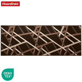 Chodnik dywanowy Printed | w kolorze antracytowym i brązowym | Nowoczesny dywan w paski z antypoślizgowym spodem żelowym | Trwały i łatwy w czyszczeniu