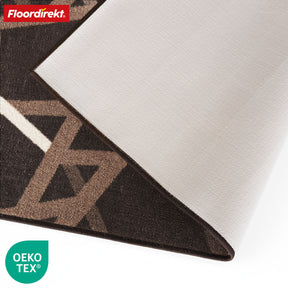 Chodnik dywanowy Printed | w kolorze antracytowym i brązowym | Nowoczesny dywan w paski z antypoślizgowym spodem żelowym | Trwały i łatwy w czyszczeniu