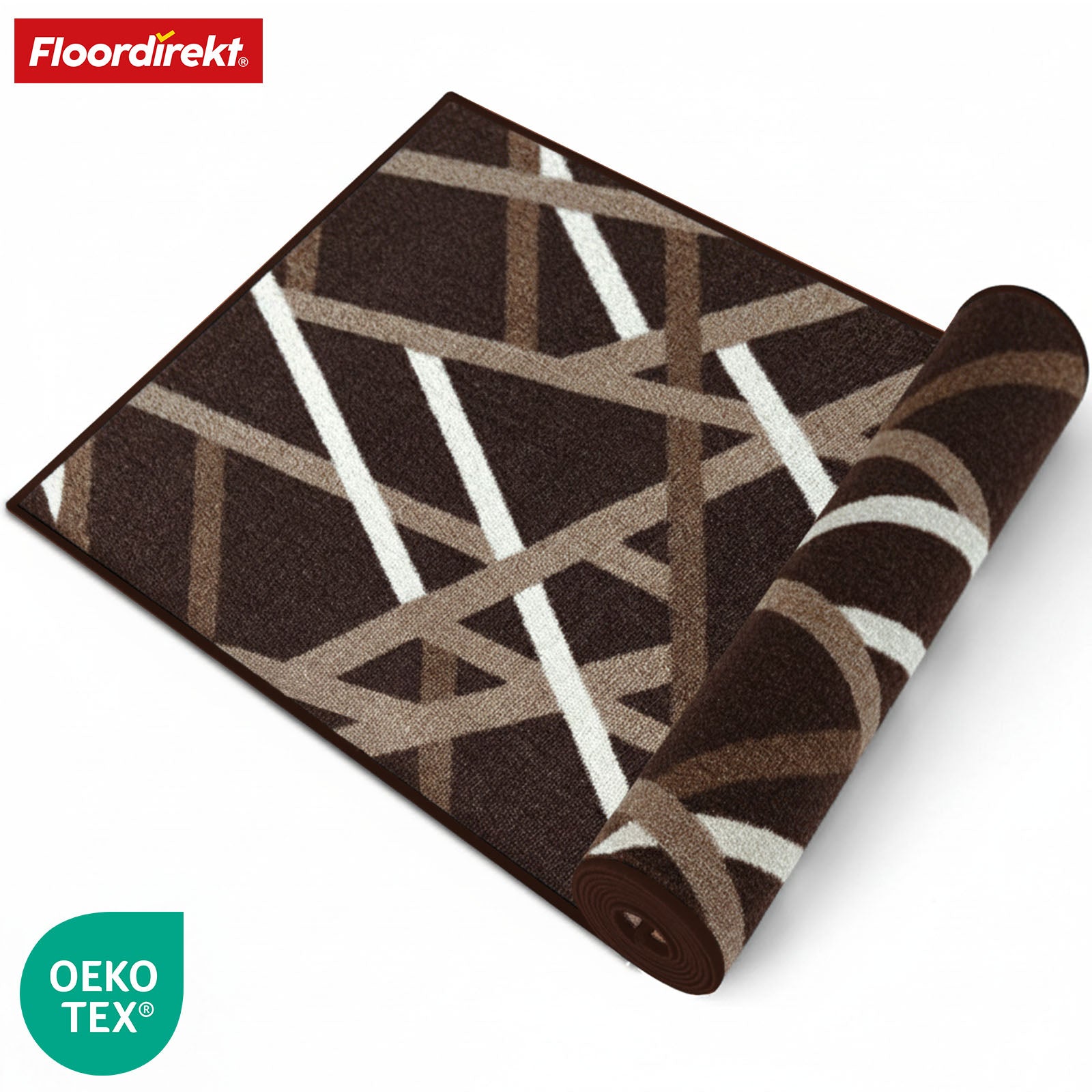 Chodnik dywanowy Printed | w kolorze antracytowym i brązowym | Nowoczesny dywan w paski z antypoślizgowym spodem żelowym | Trwały i łatwy w czyszczeniu