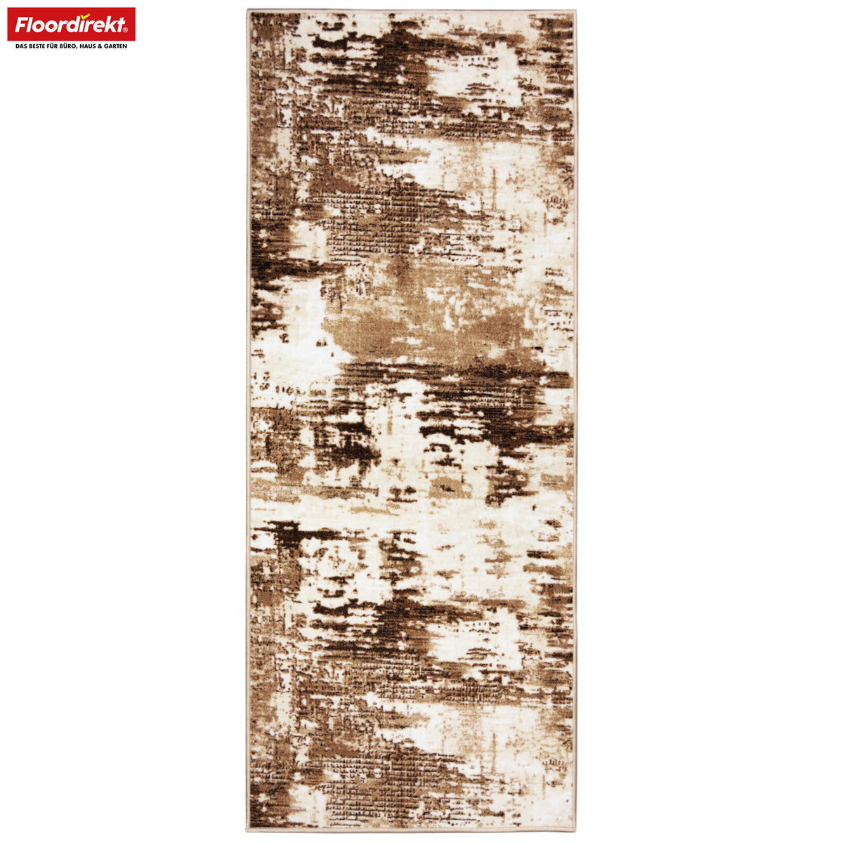 Chodnik dywanowy | Ravena | Nowoczesny dywan w kolorze antracytowym i brązowym | Abstrakcyjny wzór z antypoślizgowym spodem żelowym | Trwały i łatwy w czyszczeniu