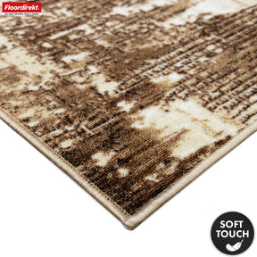 Chodnik dywanowy | Ravena | Nowoczesny dywan w kolorze antracytowym i brązowym | Abstrakcyjny wzór z antypoślizgowym spodem żelowym | Trwały i łatwy w czyszczeniu