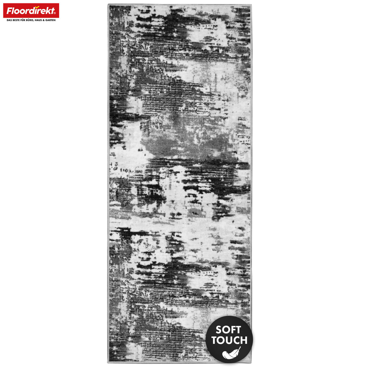 Chodnik dywanowy | Ravena | Nowoczesny dywan w kolorze antracytowym i brązowym | Abstrakcyjny wzór z antypoślizgowym spodem żelowym | Trwały i łatwy w czyszczeniu