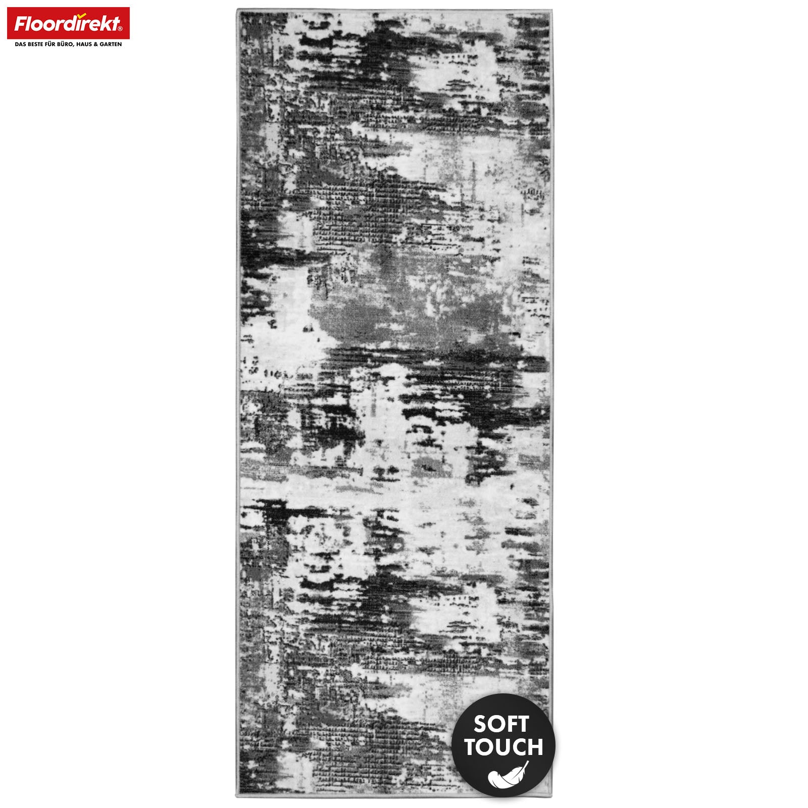 Chodnik dywanowy | Ravena | Nowoczesny dywan w kolorze antracytowym i brązowym | Abstrakcyjny wzór z antypoślizgowym spodem żelowym | Trwały i łatwy w czyszczeniu