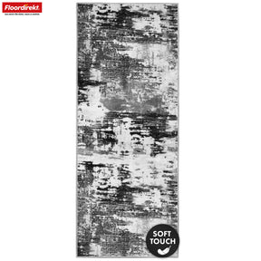 Chodnik dywanowy | Ravena | Nowoczesny dywan w kolorze antracytowym i brązowym | Abstrakcyjny wzór z antypoślizgowym spodem żelowym | Trwały i łatwy w czyszczeniu