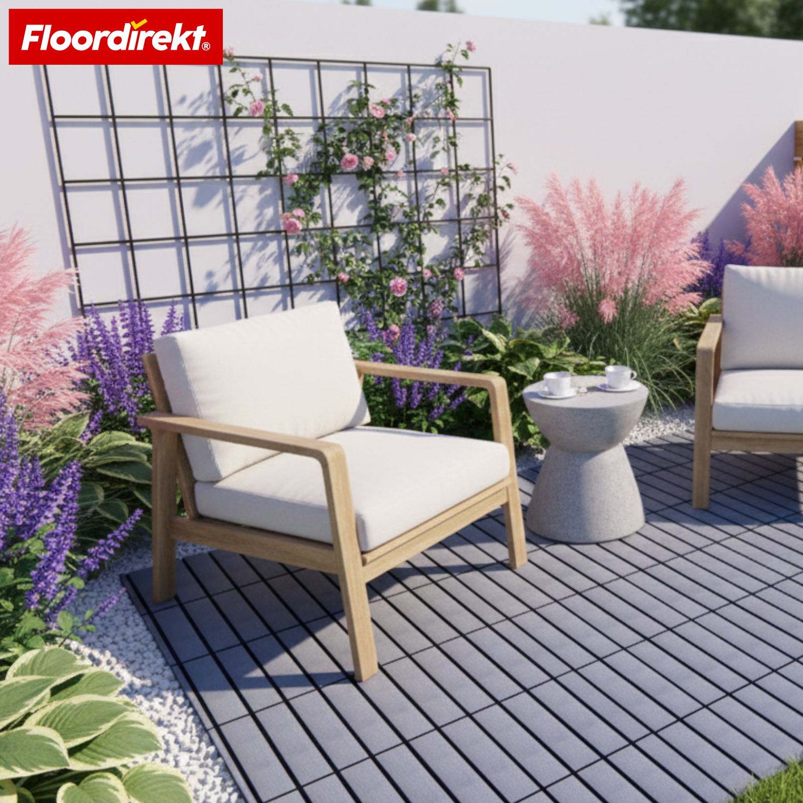 Płytki tarasowe | Elyse | Szare | 30x30 cm płytki klik z polipropylenu | Odporne na warunki pogodowe, łatwe w czyszczeniu i szybkie w montażu