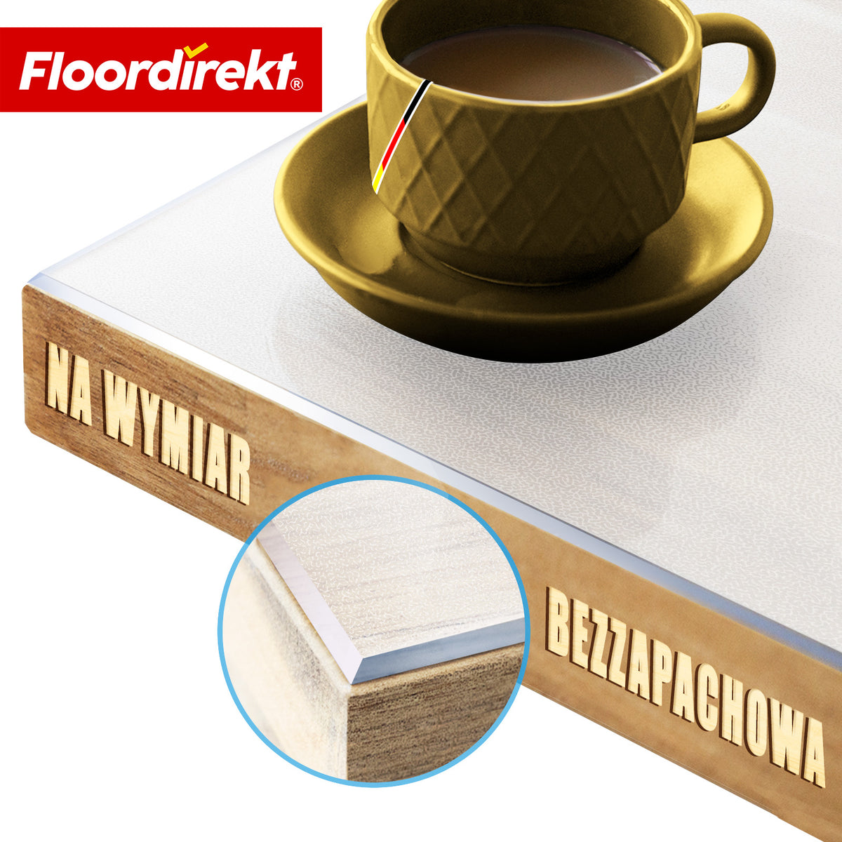 Folia na stół | Neo Milky | Półprzezroczysta folia ochronna na stół w kolorze mlecznobiałym z fazowaną krawędzią na wymiar