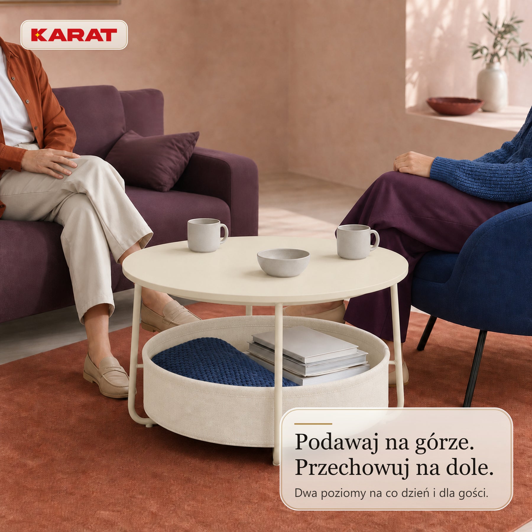 Stolik boczny | Tore | Okrągły stolik z otwartym miejscem do przechowywania | Ø 75 cm