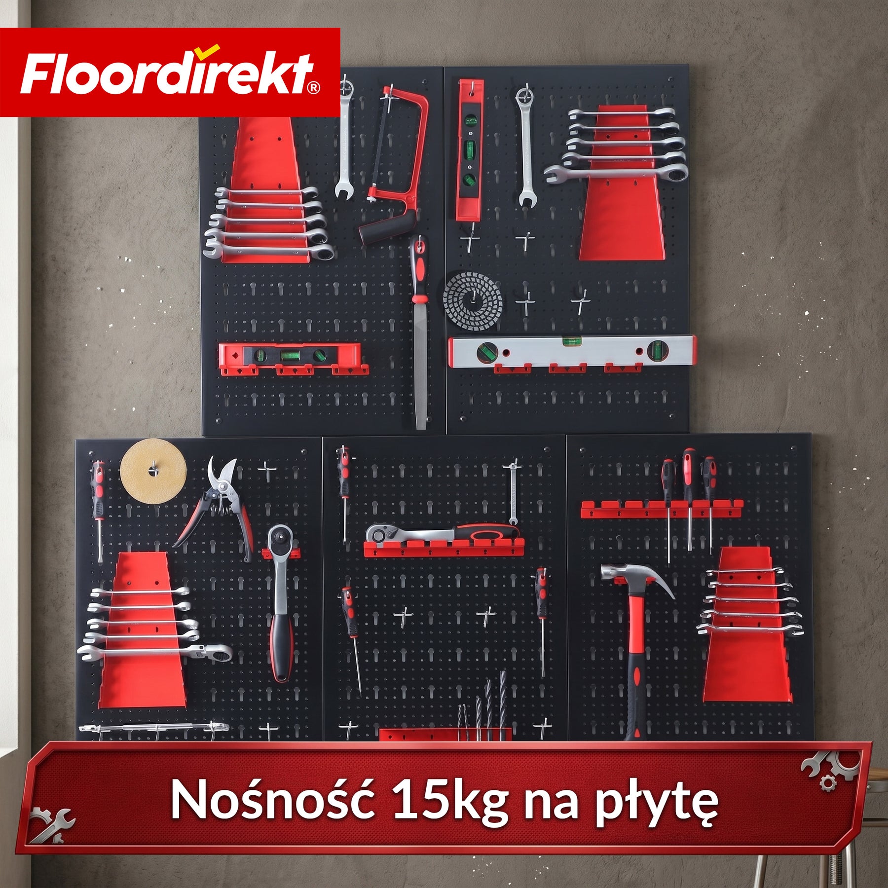 Ścianka narzędziowa | Parker | Metalowy zestaw tablicy perforowanej z akcesoriami | Uchwyt na narzędzia do warsztatu i garażu