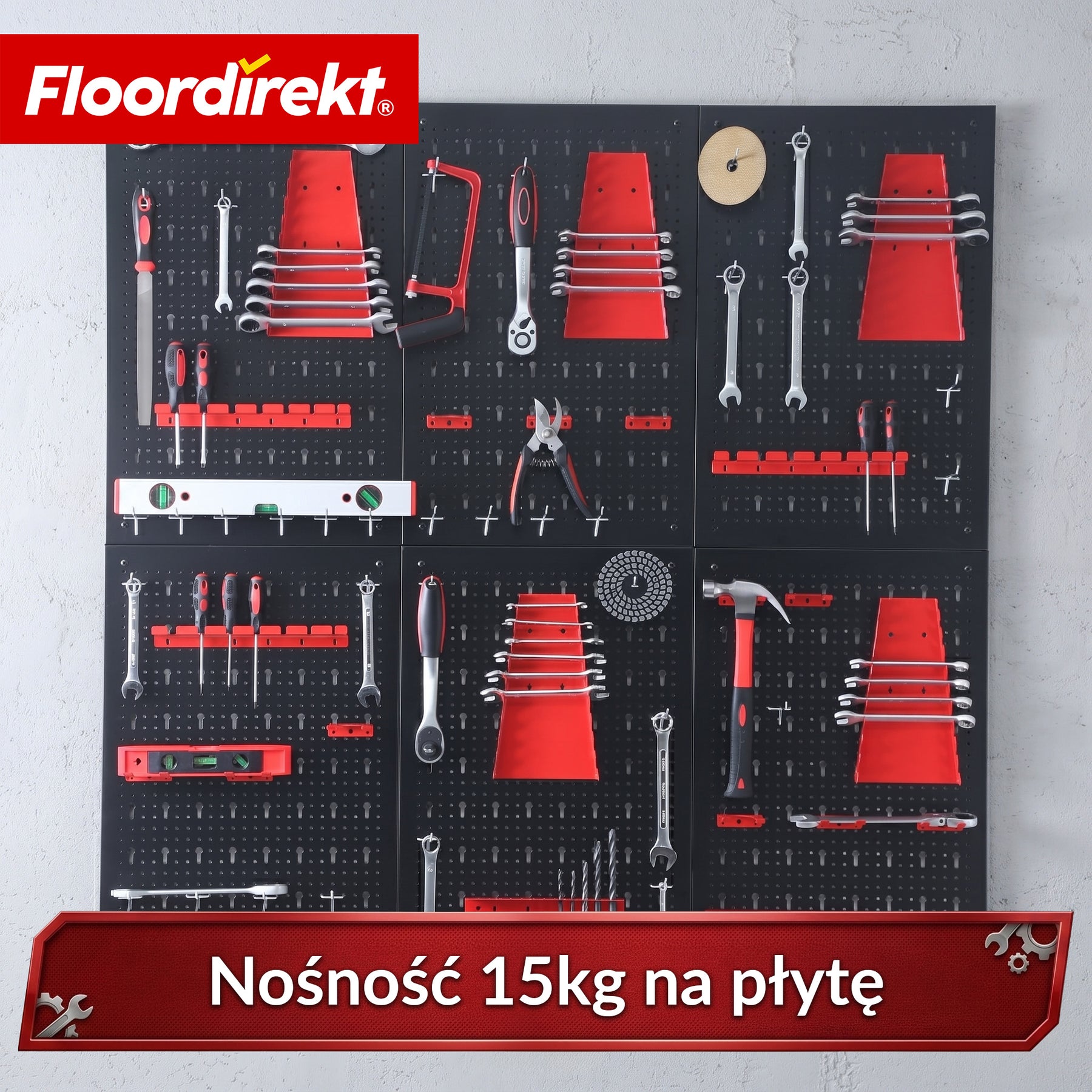 Ścianka narzędziowa | Parker | Metalowy zestaw tablicy perforowanej z akcesoriami | Uchwyt na narzędzia do warsztatu i garażu