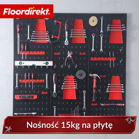 Ścianka narzędziowa | Parker | Metalowy zestaw tablicy perforowanej z akcesoriami | Uchwyt na narzędzia do warsztatu i garażu
