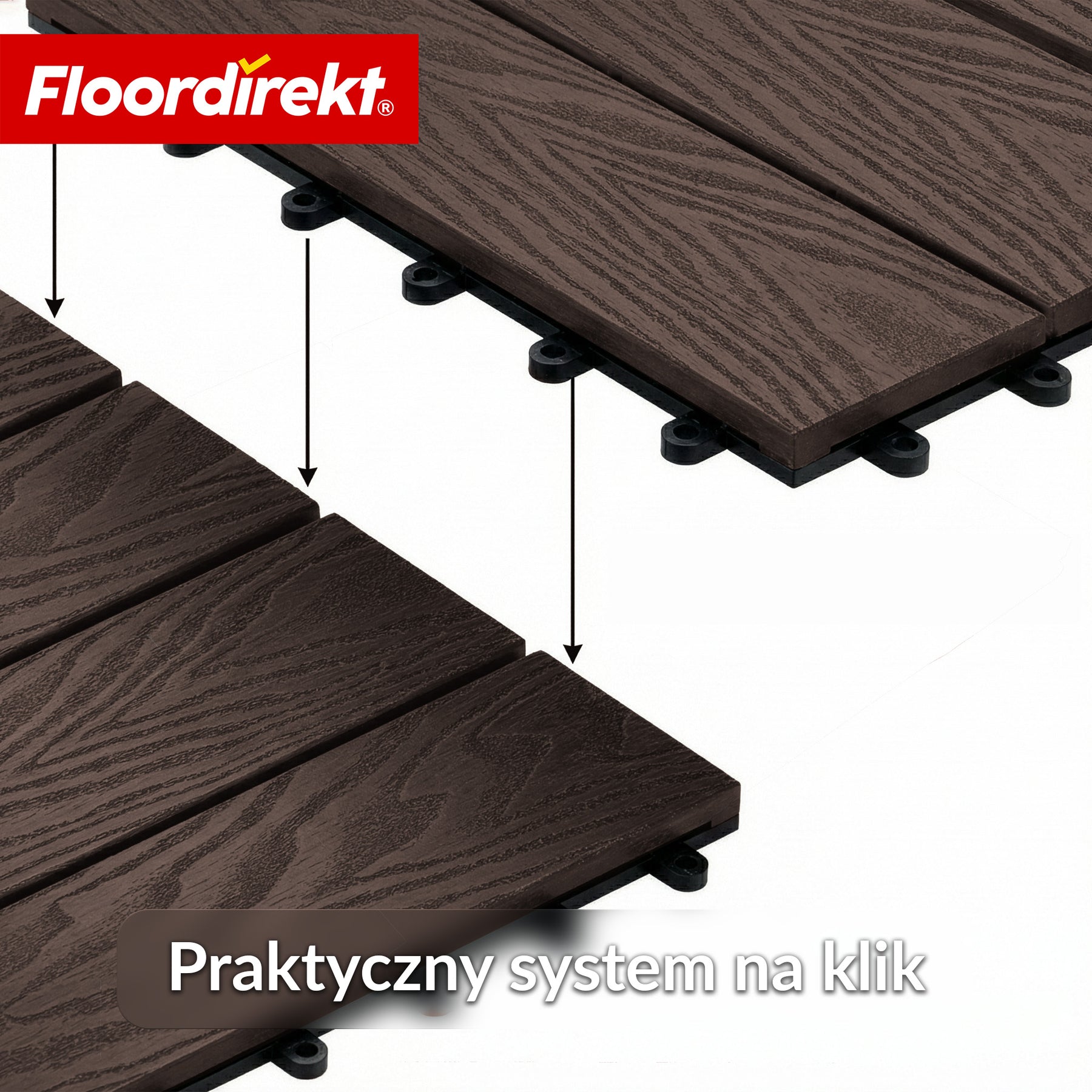 Płytka tarasowa WPC | Noble 3D | Nowoczesna płytka klik 30 x 30 cm na balkon i taras