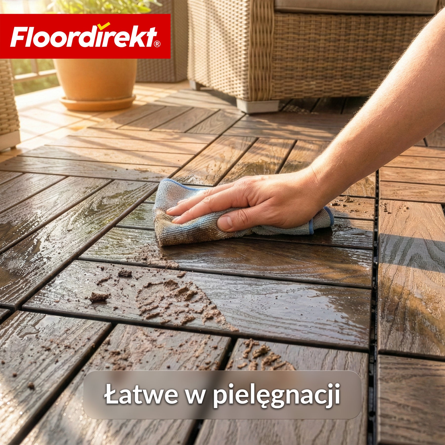 Płytka tarasowa WPC | Noble 3D | Nowoczesna płytka klik 30 x 30 cm na balkon i taras