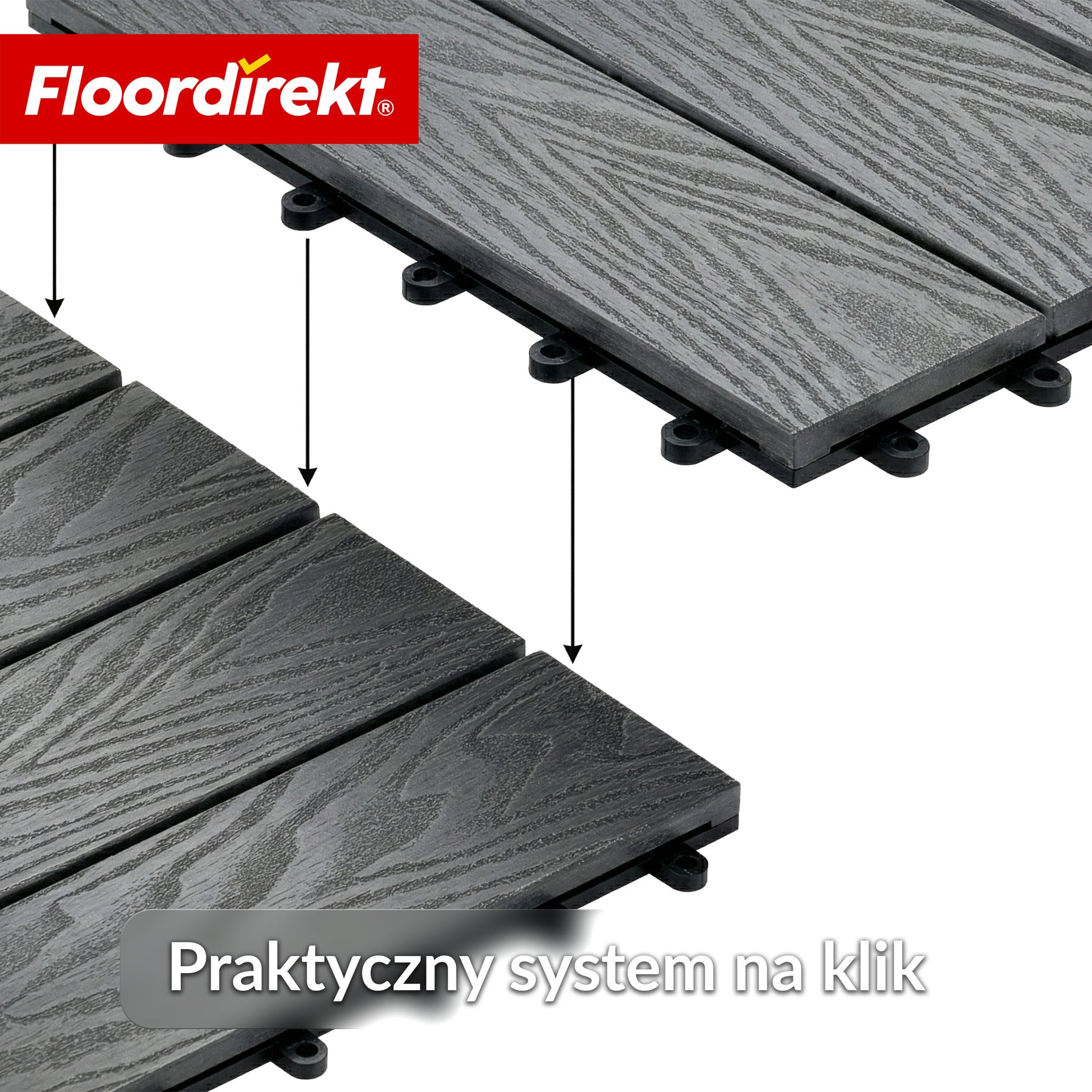 Płytka tarasowa WPC | Noble 3D | Nowoczesna płytka klik 30 x 30 cm na balkon i taras