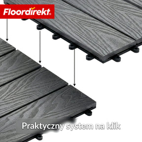 Płytka tarasowa WPC | Noble 3D | Nowoczesna płytka klik 30 x 30 cm na balkon i taras