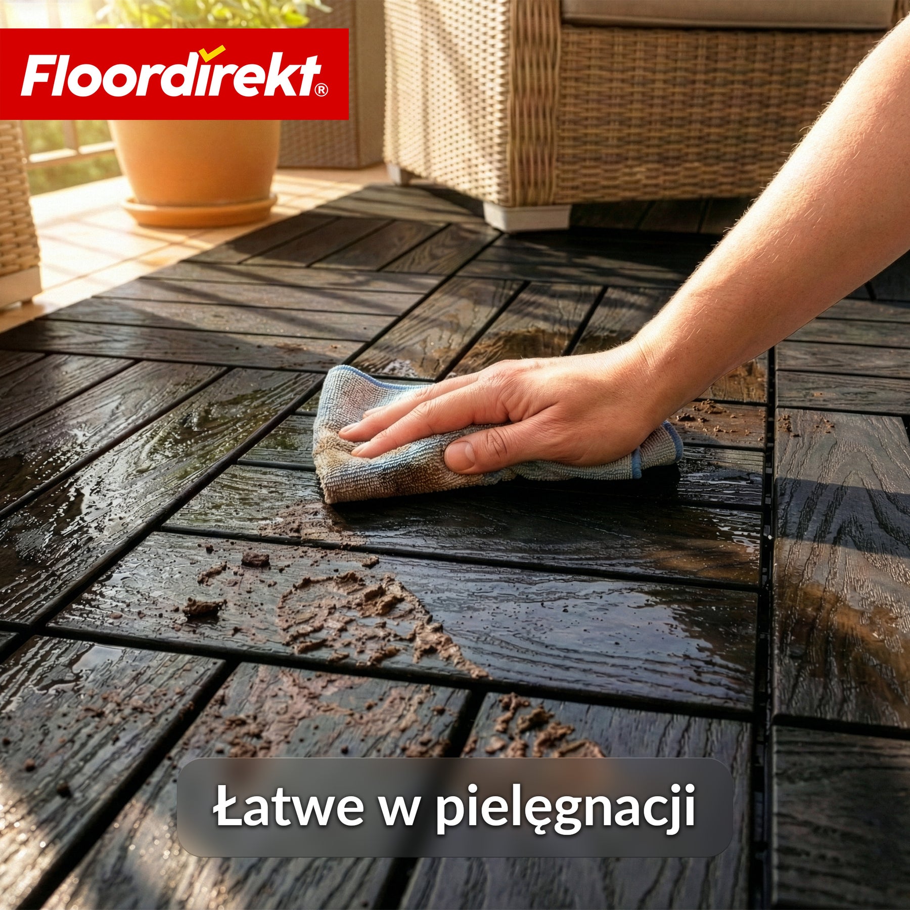 Płytka tarasowa WPC | Noble 3D | Nowoczesna płytka klik 30 x 30 cm na balkon i taras