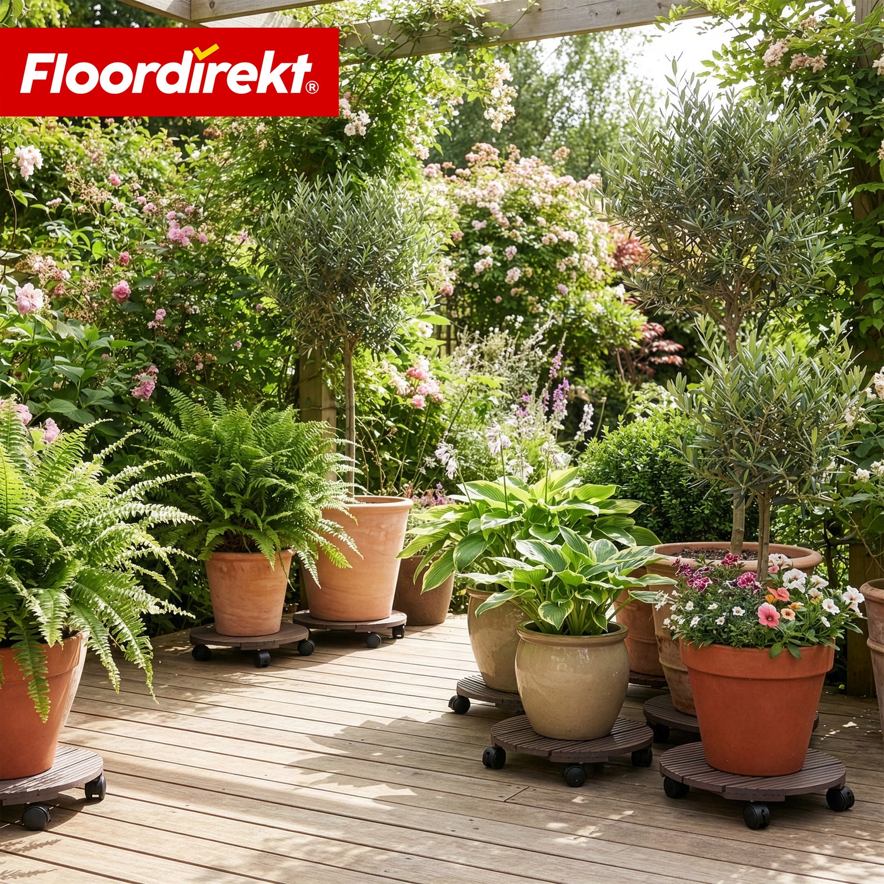 Podstawka na kółkach z WPC | Countess | Ø 30 cm | 4 kółka skrętne 360° z hamulcem | udźwig do 80 kg