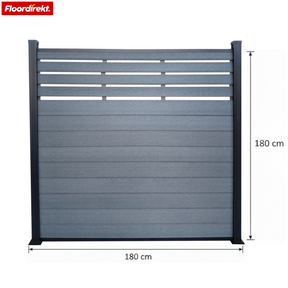 Ogrodzenie WPC Elba | 180x180 cm Antracyt | Odporne na warunki pogodowe, UV-stabilne i łatwe w pielęgnacji z aluminiowymi słupkami