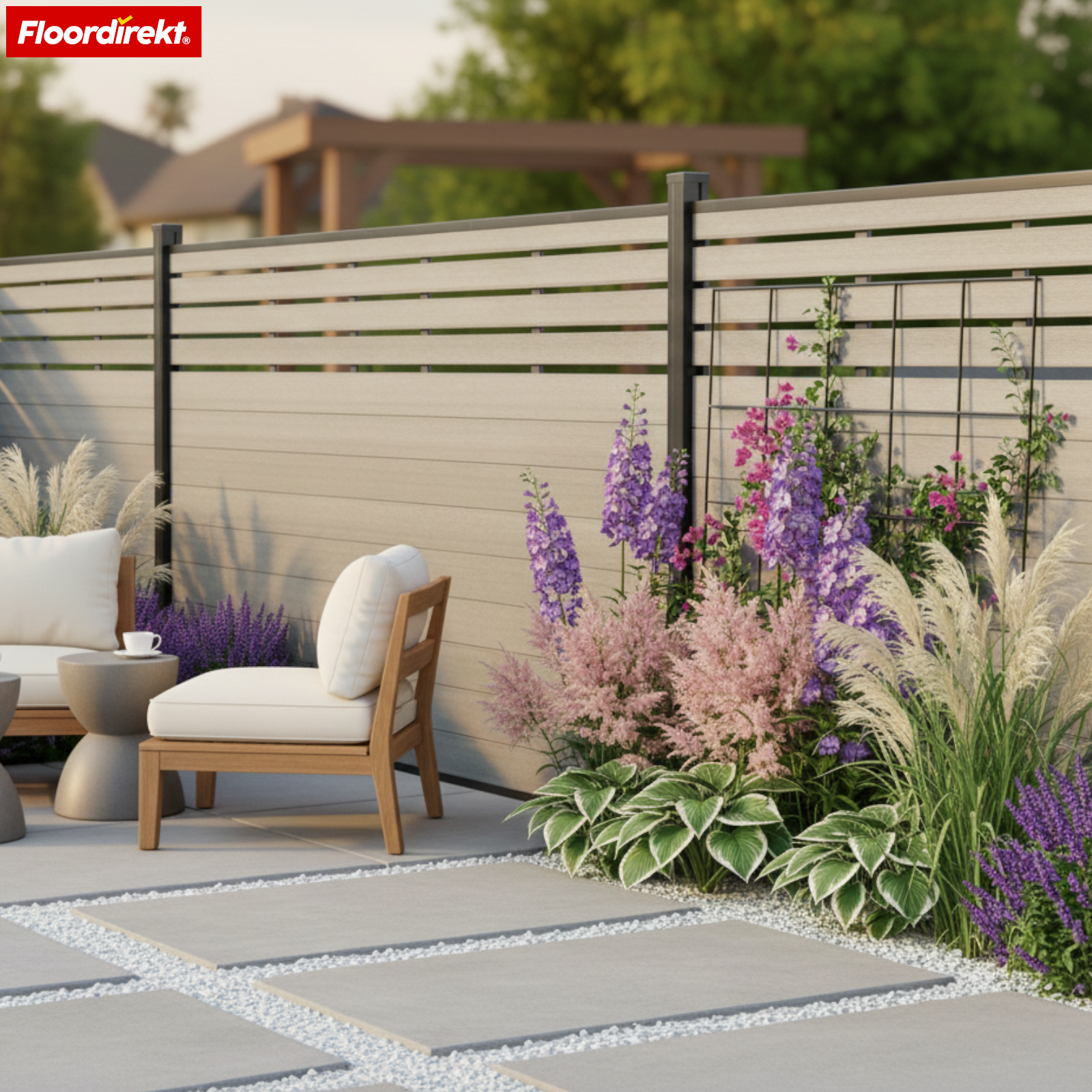 Ogrodzenie WPC Elba | 180x180 cm Antracyt | Odporne na warunki pogodowe, UV-stabilne i łatwe w pielęgnacji z aluminiowymi słupkami