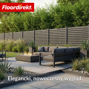 Ogrodzenie WPC | Milos | 180 x 180 cm w kolorze antracytowym ze słupkami aluminiowymi