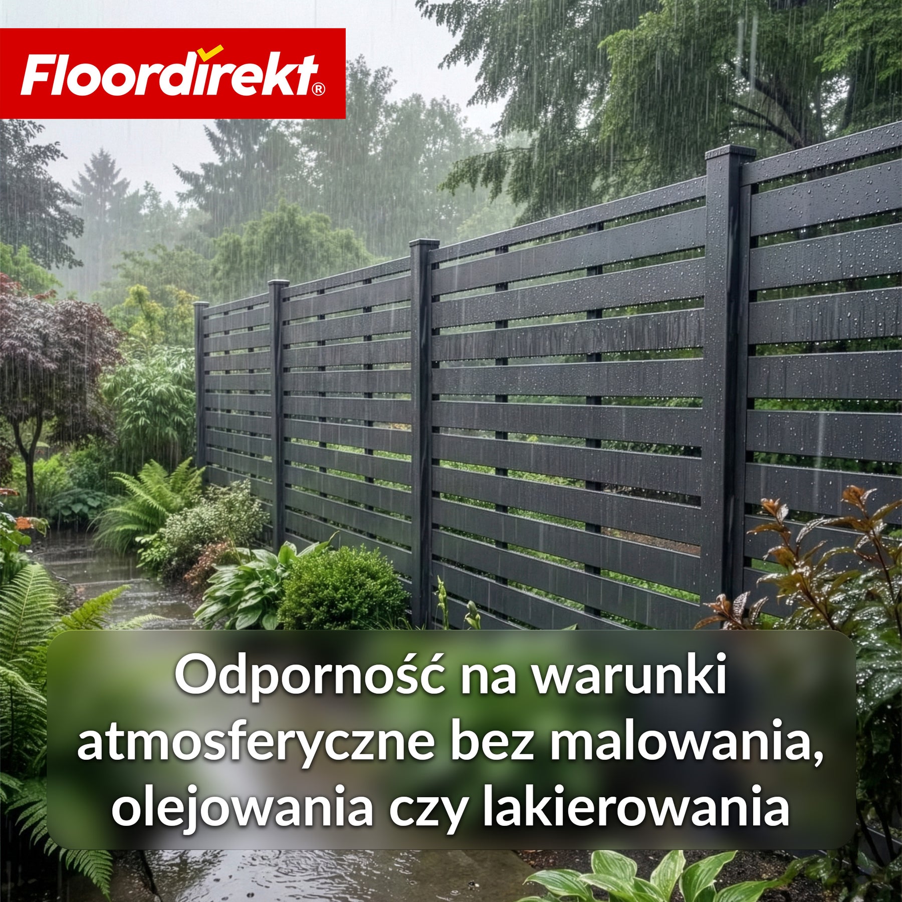 Ogrodzenie WPC | Milos | 180 x 180 cm w kolorze antracytowym ze słupkami aluminiowymi