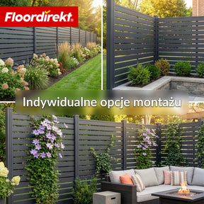 Ogrodzenie WPC | Milos | 180 x 180 cm w kolorze antracytowym ze słupkami aluminiowymi