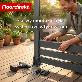 Ogrodzenie WPC | Milos | 180 x 180 cm w kolorze antracytowym ze słupkami aluminiowymi