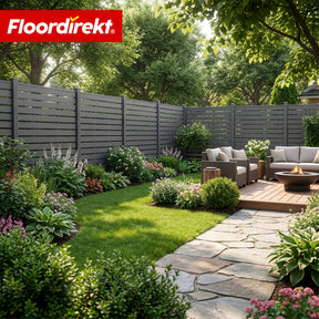 Ogrodzenie WPC | Milos | 180 x 180 cm w kolorze antracytowym ze słupkami aluminiowymi