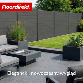 Ogrodzenie WPC | Ponza | 180 x 180 cm | Nowoczesna osłona prywatności i wiatru w kolorze czarnym z aluminiowymi słupkami