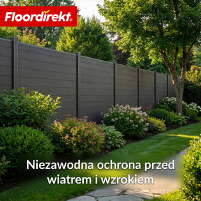 Ogrodzenie WPC | Ponza | 180 x 180 cm | Nowoczesna osłona prywatności i wiatru w kolorze czarnym z aluminiowymi słupkami