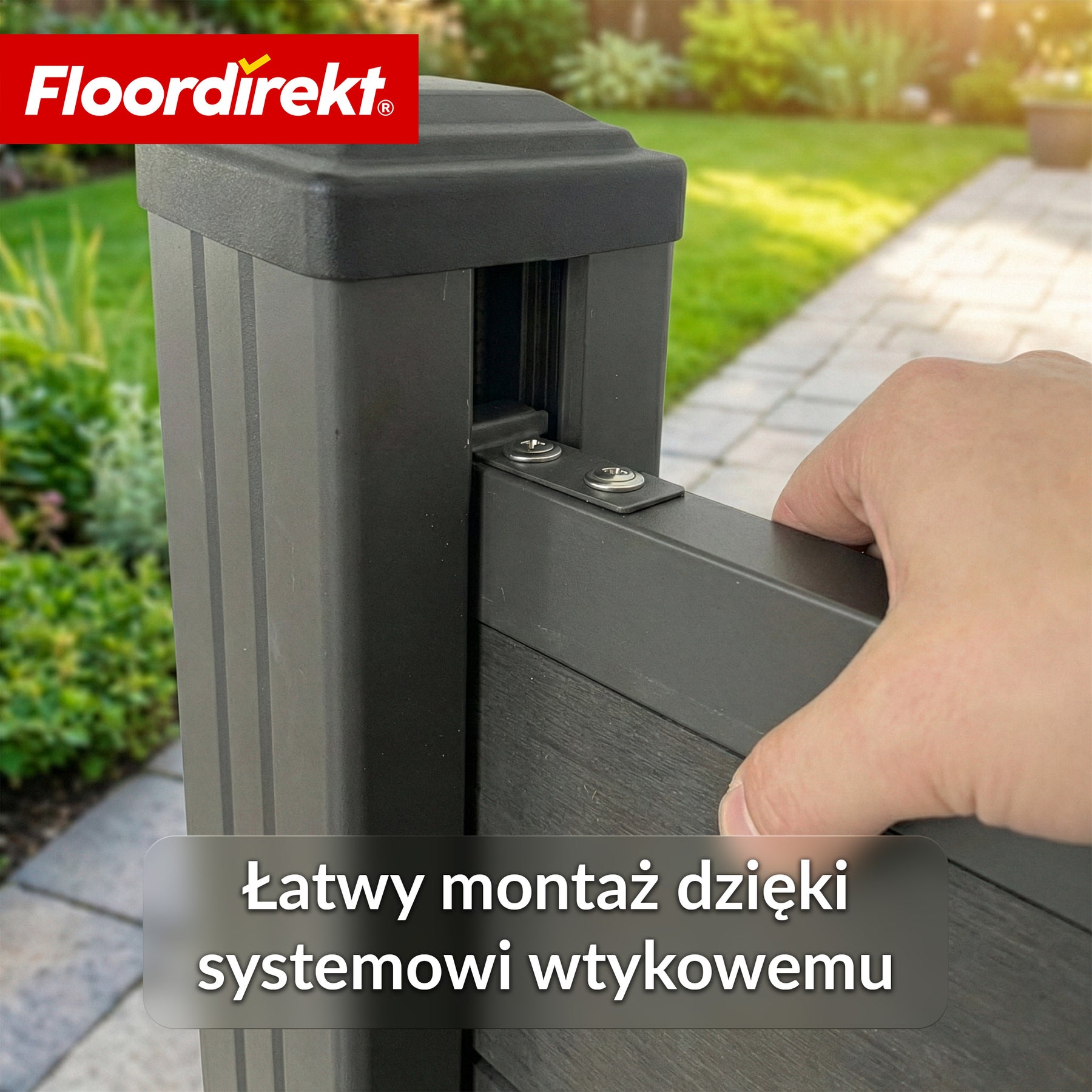 Ogrodzenie WPC | Ponza | 180 x 180 cm | Nowoczesna osłona prywatności i wiatru w kolorze czarnym z aluminiowymi słupkami